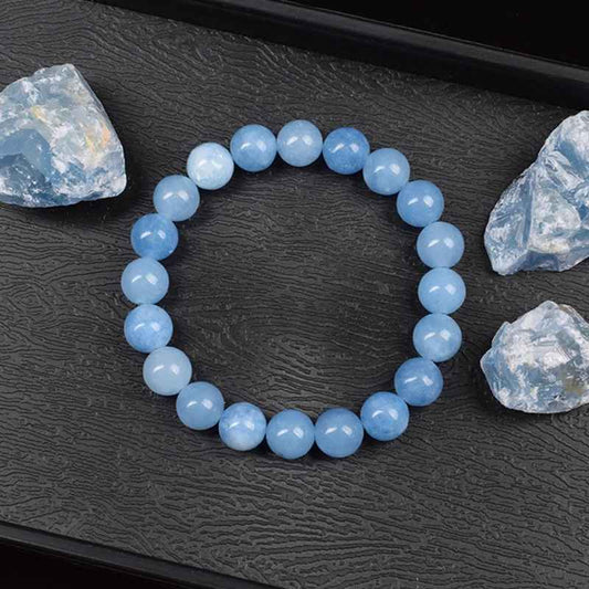 Zara -  Armband met Natuurlijke Aquamarijnkwarts-Kralen